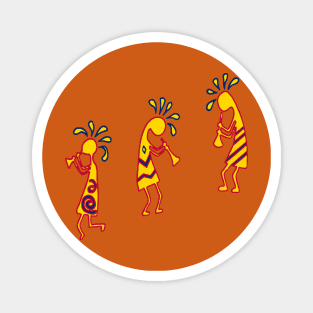 Arizona Kokopelli Colorful Tribal Flute Players Magnet